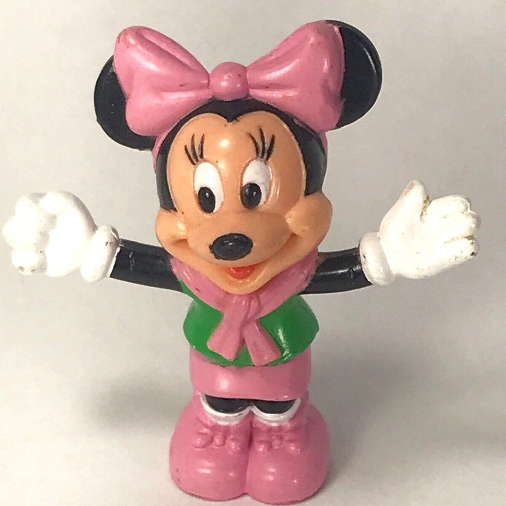 Disney Minnie Mouse Pink & Green Figurine By ARCO 2.25 Inch Collectable Toy